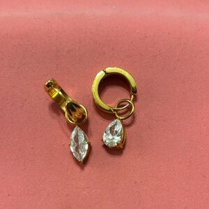Elegant Gold Hoop Earrings with Asymmetrical Crystal Accents